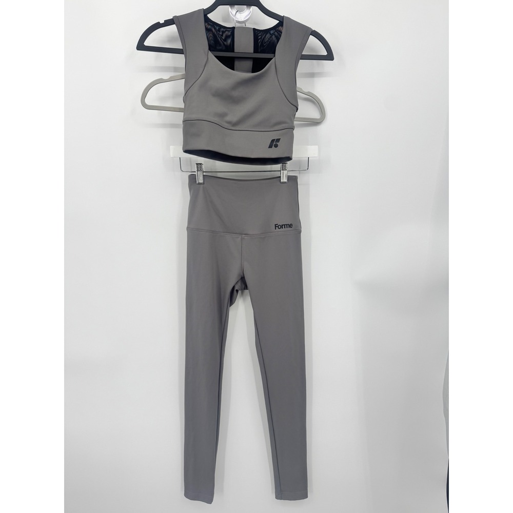 Forme Posture Bra and Leggings Set Women Small Gray Activewear Compression Set